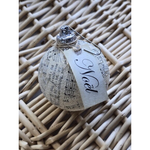 Music Sheet Covered Christmas Ornament - Picture 1 of 3